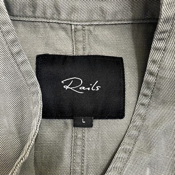 Rails Rowan Military Bomber Jacket Linen Tencel Green Women's Size Large Boho - Picture 10 of 12